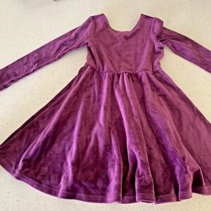 Girls Tea Velour Dress Purple Size 8 circle skirt long sleeve